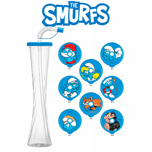 The Smurfs® 350 ml Yard-Cup, blue lid with 8 different characters, 54 units per box